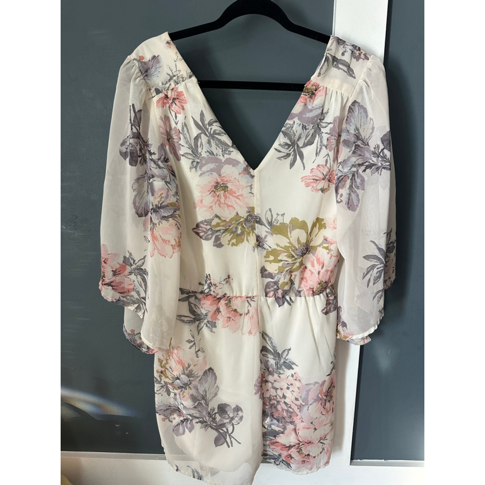 Women's Bailey Blue Floral Romper L White Pink - Picture 2 of 7